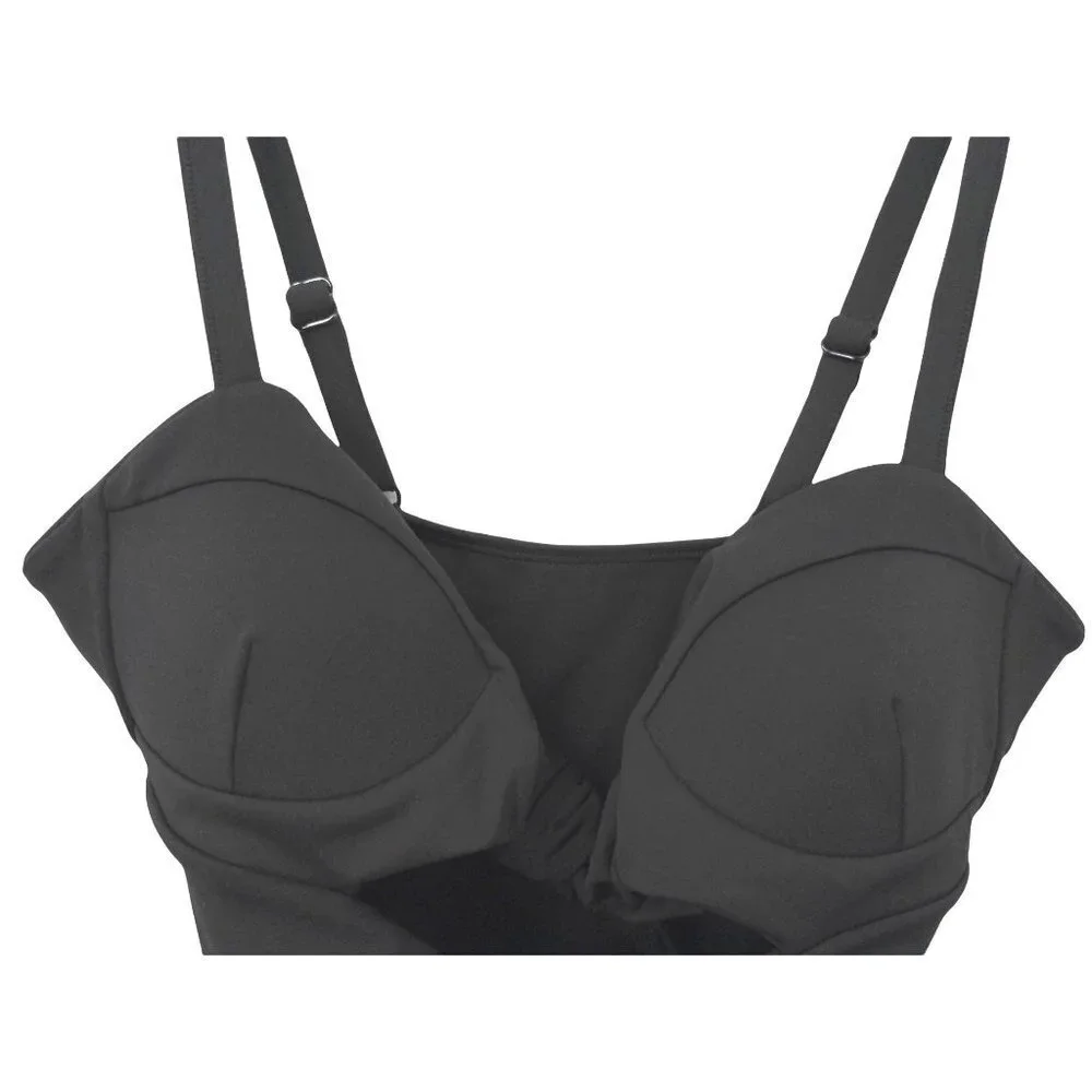 Crescent Drive Cut Out One Piece Swimsuit M‎ Black New